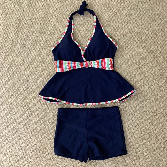 Other - 🆕 Boutique 2 pc blue halter padded bikini swimsuit set